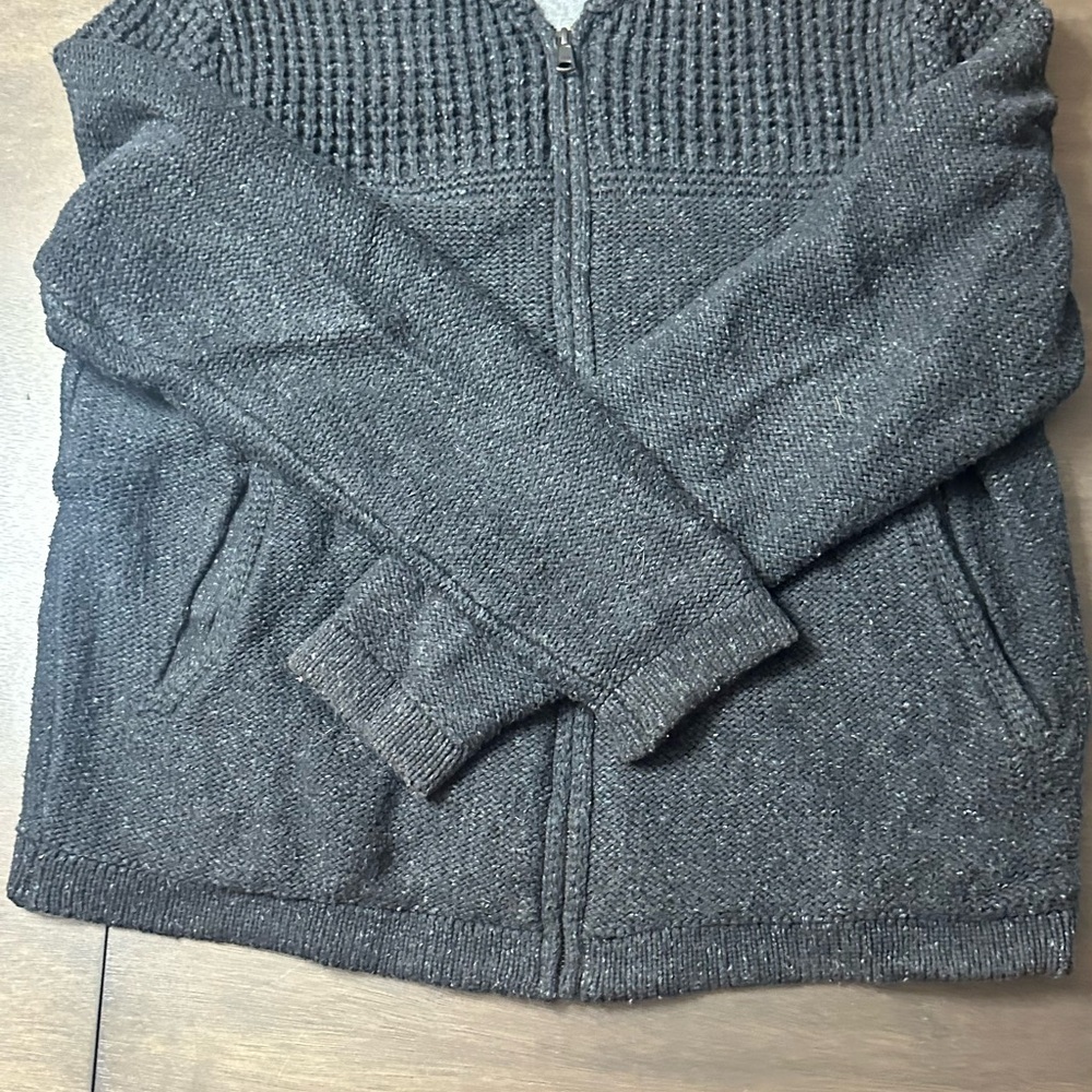 Men's Charcoal Zip-Up Cardigan